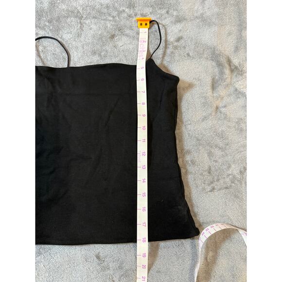 NWT Madewell Jet Black Squareneck Tank Top Size Medium Y2K Stretch Causal Cotton - Picture 9 of 9